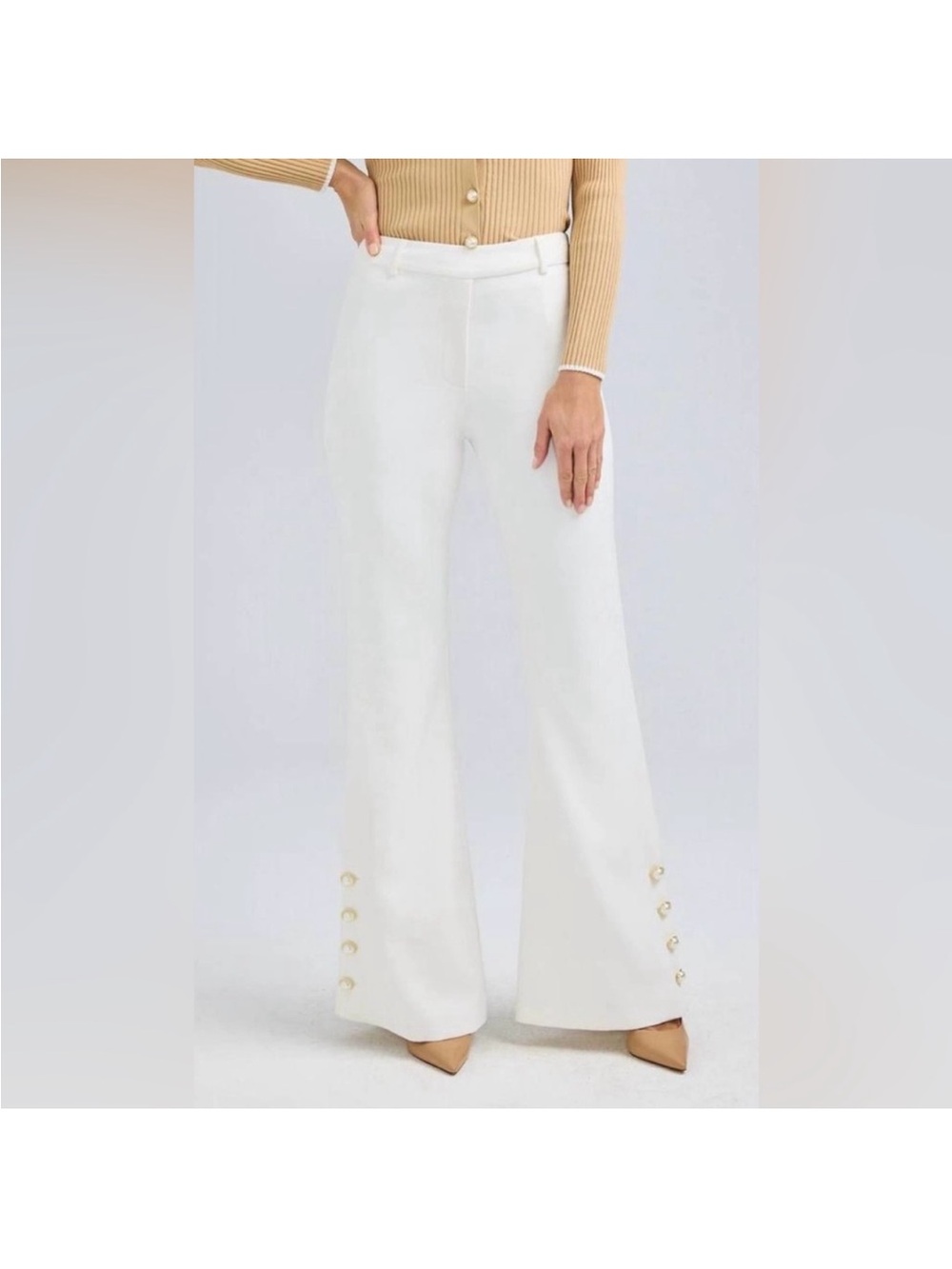 Generation Love Marisa Crepe Wide-Leg Button-Hem Pants